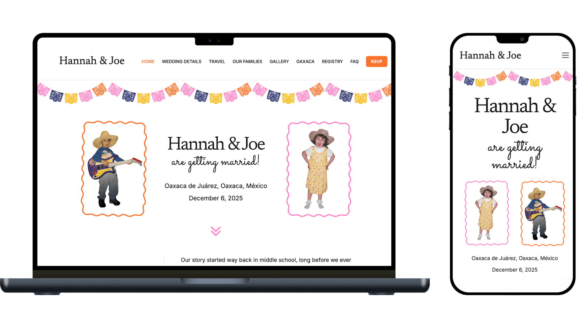 Preview of Oaxaca wedding website